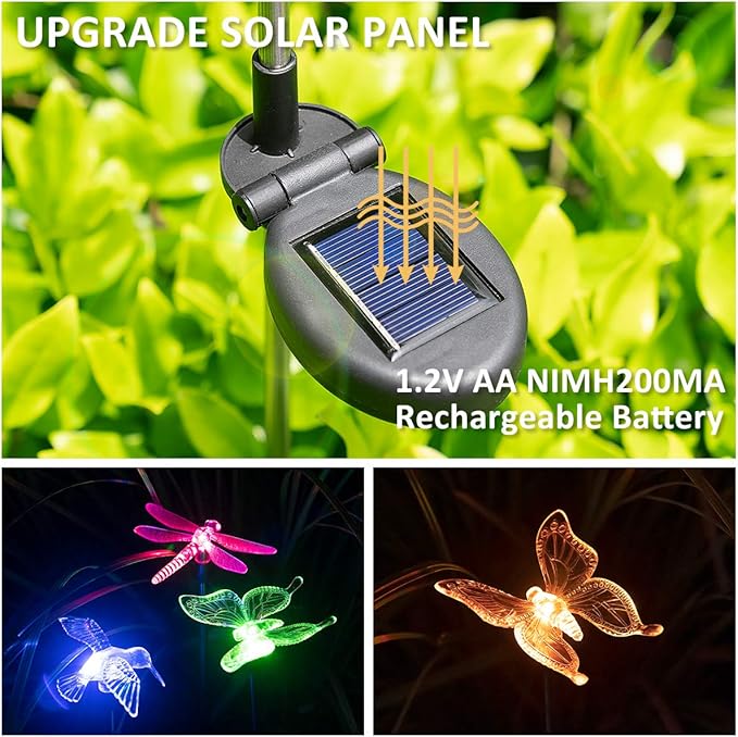 SOLPEX Solar Garden Lights, 3 Pack Solar Butterfly Lights Yard Decorations, Multi-Color Changing LED Bird Light Stakes, Yard Light for Garden, Patio & Lawn