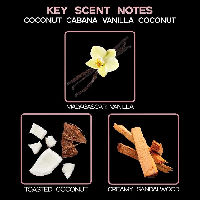 LOVSPA Reed Diffuser Set, Coconut Cabana Scented Oil Diffuser with Sticks, Home Fragrance Accessories for Bathroom Shelf Decor, Aroma Diffusers for Home or Office Desk, USA Made