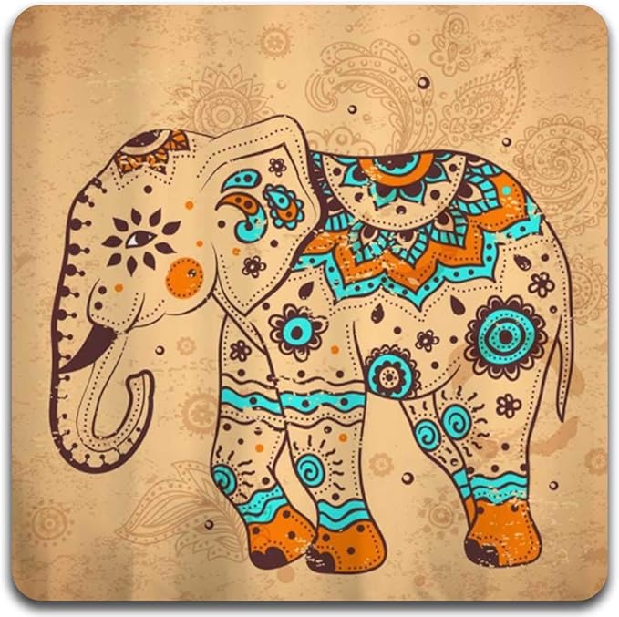 Personality Elephant Square Coaster Set - Made of Recycled Rubber - Set of 4