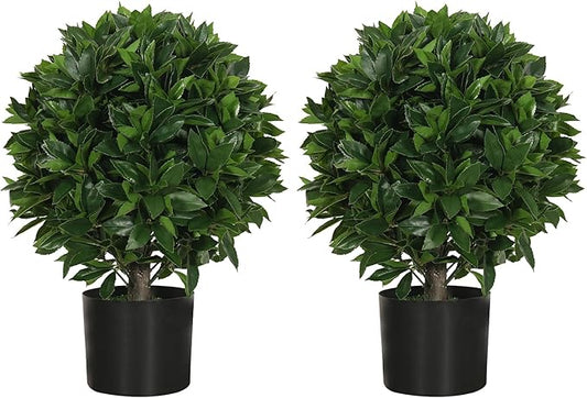 20" Outdoor Evergreens in Outdoor Artificial Shrub Potted Plant Plant for Indoor Porch of Home and Office 2 Pieces a Set Topiary Trees Faux Boxwood