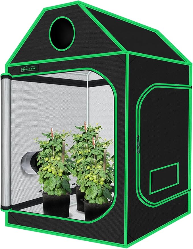 4x4 Grow Tent, 48"x48"x72" Roof Cube Plant Grow Tents with Observation Window and Floor Tray for Indoor Plant Growing Seedling