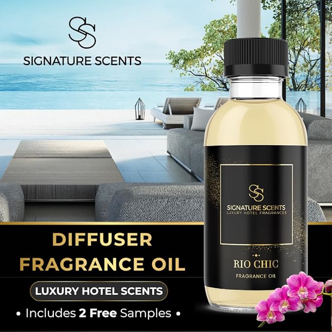 Luxury Hotel Diffuser Oil for Hotels and Homes - Aromatherapy Oils for use with an Essential Oil Diffuser at Home - Fragrance-Scent Diffuser Oil Blend (Rio Chic) 4.05fl oz (120ml)