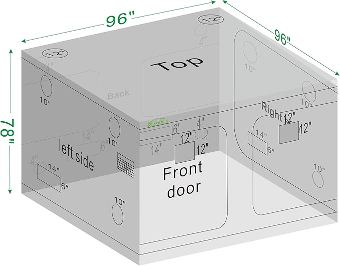 Grow Tent 96"x96"x78", High Reflective Mylar Dark Room with Observation Window, Removable Floor Tray and Tool Bag for Indoor Plant Growing 8'X8