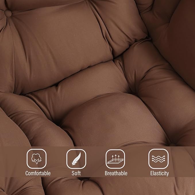 Welnow Lazy Chair with Ottoman, Modern Lounge Accent Armchair with Armrests and a Side Pocket, Leisure Sofa Armchair Set, Reading Chair with Footrest for Small Space, Dark Brown