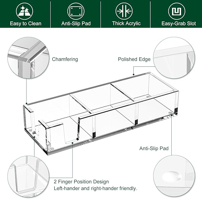 Acrylic Sticky Note Holder, Self-Stick Note Pad Holder W/O Pads - Note Dispenser Memo Pad Holder Desk Organizer for School Office Home (3''x3'' 3IN1 Clear)