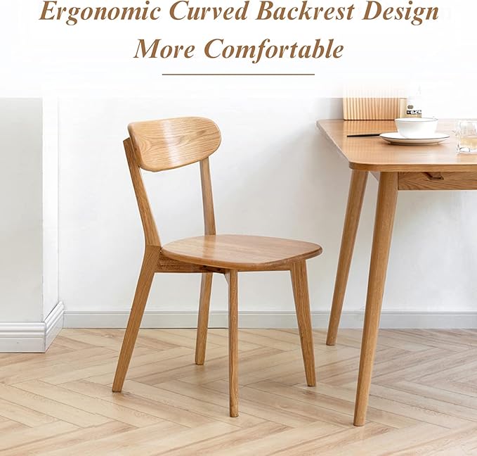 100% Solid Oak Wood Dining Room Chairs - Practical Kitchen Chairs - Wood Chair for Dining Room, Kitchen (1, Natural)