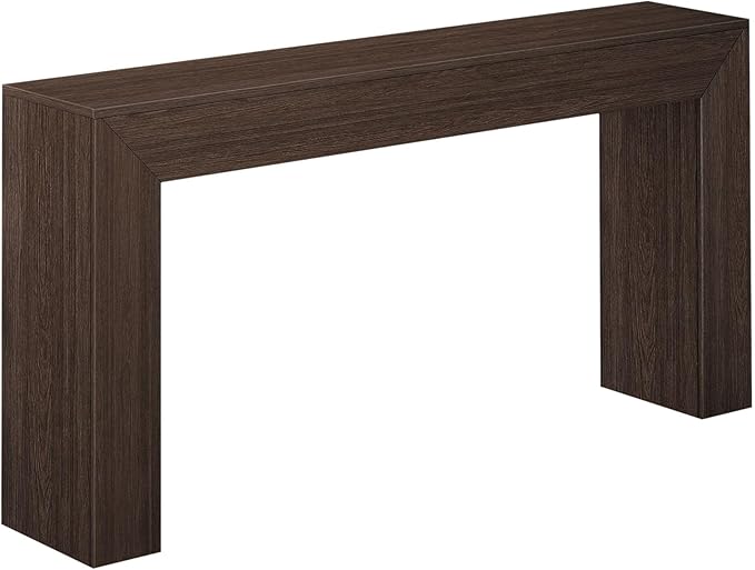Plank+Beam Grand Console Table, 66 Inch Modern Solid Wood Sofa Table, Narrow Entryway Table for Hallway, Behind The Couch, Living Room, Foyer, Walnut Wirebrush