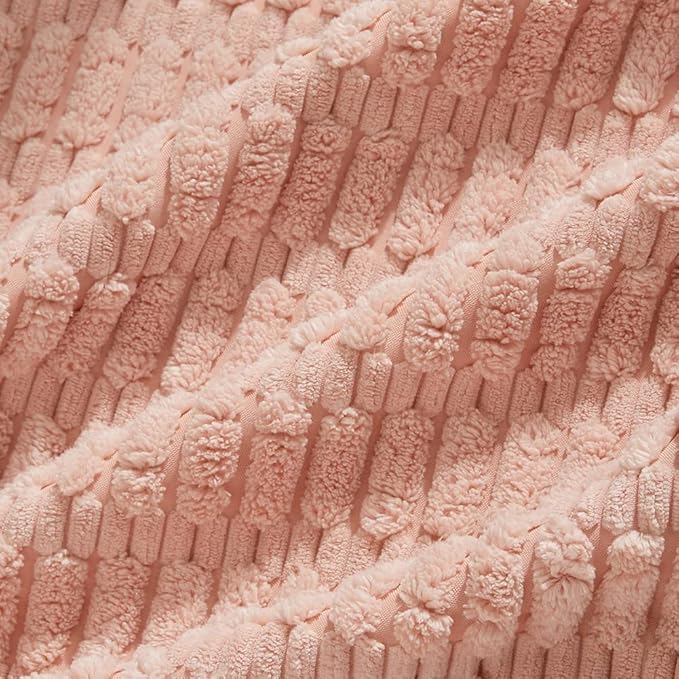 Fancy Homi 4 Packs Boho Pink Decorative Throw Pillow Covers 24x24 Inch for Living Room Couch Bed Sofa, Rustic Modern Farmhouse Home Decor, Soft Plush Corduroy Cute Square Cushion Case 60x60 cm