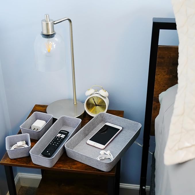 Welaxy Drawer organizers tray Felt storage bins office Desk Draw dividers Sleek Minimalist Lifestyle chic style aesthetics room interior decor 8-piece Gift for men (Glacier gray)