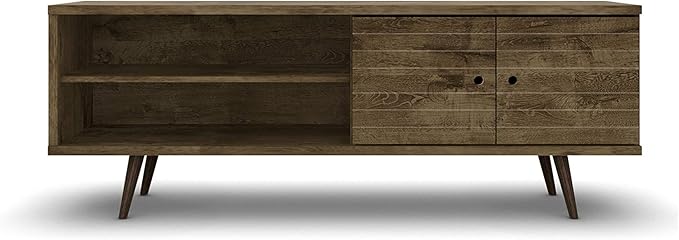 Manhattan Comfort Liberty Mid Century Modern TV Stand for Televisions up to 60 Inches, Bedroom and Living Room Entertainment Center with Storage, Shelves, and Cabinet, 201AMC: 62.99 Inch, Rustic Brown