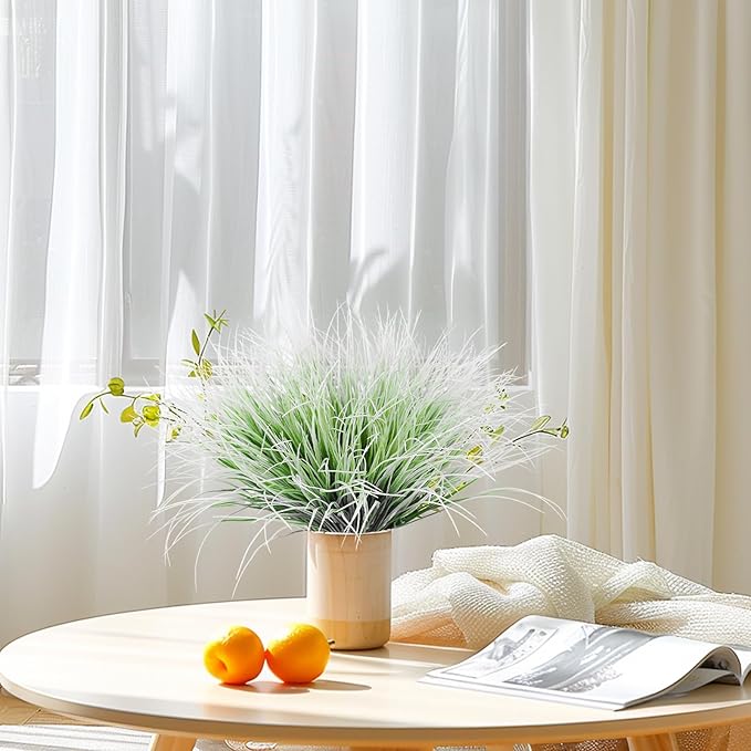 RECUTMS Artificial Grasses for Outdoor Planters Outdoor Greenery White Plastic House Plants Faux Grass for Planters Wedding Indoor Outside Garden Porch Home Office Window Box Decor(White)
