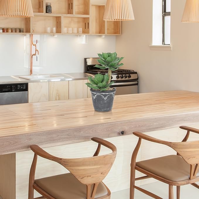 Hollyone Large Artificial Succulent Plants Fake Two-Head Succulent Agave Plant Potted 13" Faux Plant in Vintage Cement Pot Succulent Aloe Plant Indoor for Home Office Living Room Table Shelf Decor