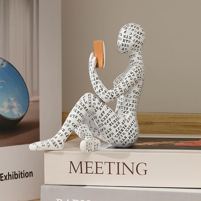 GRAPMKTG Home Decor Pulp Reading Women Thinker Statue Aesthetic Sculpture Room Decor Modern Abstract Decoration on Shelf Table Desk for Living Room Office Bedroom K