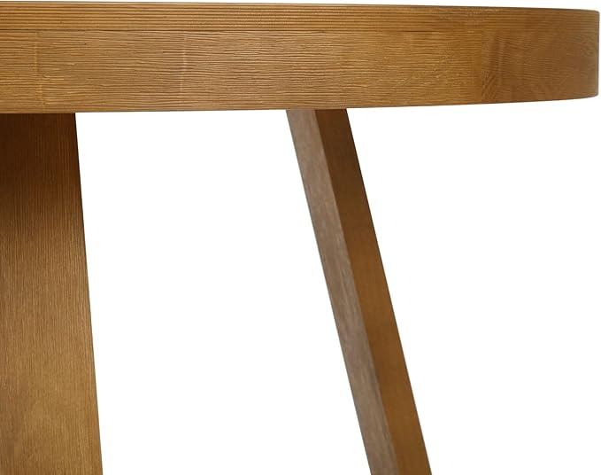 Plank+Beam Round Dining Table, 47 Inch Solid Wood Kitchen Table, Farmhouse Round Table for 4, Small Dinette Table, Pecan Wirebrush