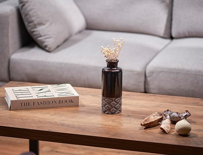 Creative Scents Dublin Brown Vases - Set of 3 Vases - Table Centerpieces for Dining Room, Kitchen Décor, Home Decor for Your Living Room, Dining Room, Bedroom, Office, Entry Table or Shelf Decor