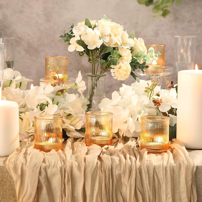 36pcs Gold Votive Candle Holders, Glass Tea Light Candle Holders for Birthday Decor, Candle Votives for Wedding Centerpiece & Home Decor (Gold)