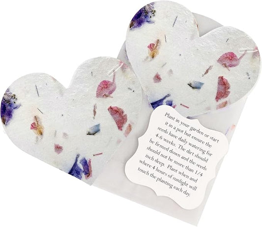 Set of 24 Mixed Heart – Plantable Seed Paper Embedded with Wildflower Seeds for Bridal Shower, Wedding Gift, Birthday, & Other Milestone Celebrations