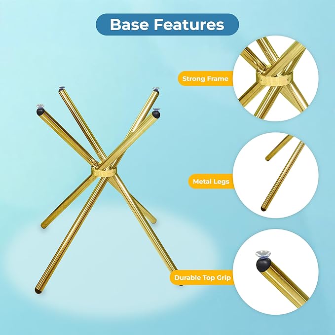 Fab Glass and Mirror Elegant Round Glass Dining Room Table with Clear 1/2-Inch Thick Top and Stylish Base Metal 30" - Gold