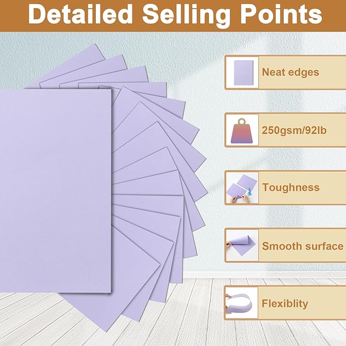 28 Sheets Purple Cardstock 8.5 x 11 Crafts Paper, 92lb Heavyweight Paper Card Stock for DIY Cards Making, Birthday Decorations, Greeting Cards, Invitations, Certificates