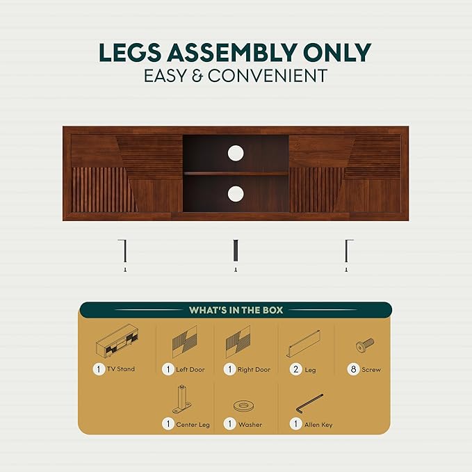 Bme Trapeze TV Stand for Living Room – Wooden Media Console with Storage, Metal Legs, Large Walnut TV Stand for Stylish Home Entertainment Setup