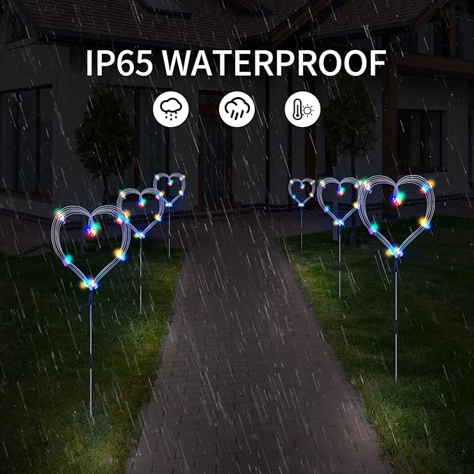Solar Garden Lights, Outdoor Firework Lights, 5 Pack 120 LED Decorative Stake with Remote, 8 Modes DIY Landscape Light Waterproof Lamps for Walkway Pathway Backyard Lawn(Colorful)