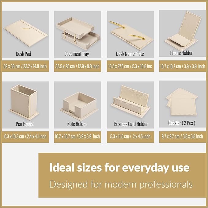 MOOGCO Luxury Leather Desk Pad & Desk Organizer Set, Bonded Leather