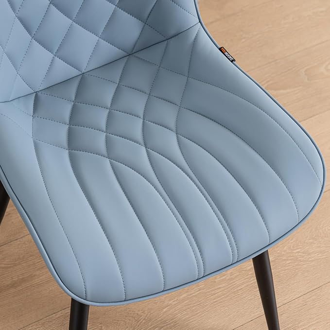 YOUNUOKE Dining Chairs Set of 2 Mid Century Modern Kitchen Chair Comfortable Upholstered Faux Leather Dinner Chairs for Kitchen Dining Room, Blue