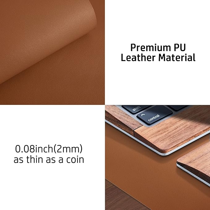 Aothia Leather Desk Pad Protector, Mouse Pad, Office Desk Mat, Non-Slip PU Leather Desk Blotter, Laptop Desk Pad, Waterproof Desk Writing Pad for Office and Home (Brown,31.5" x 15.7")