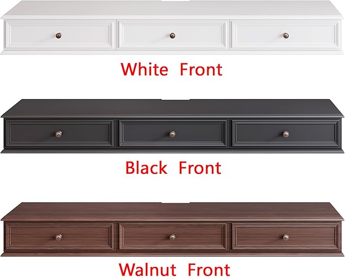 70-inch Wall-Mounted TV Stand, Accommodates 50- to 75-inch TVs, Features Hidden Cable Management, high Weight Capacity, and Space-Saving Black Floating TV Stand