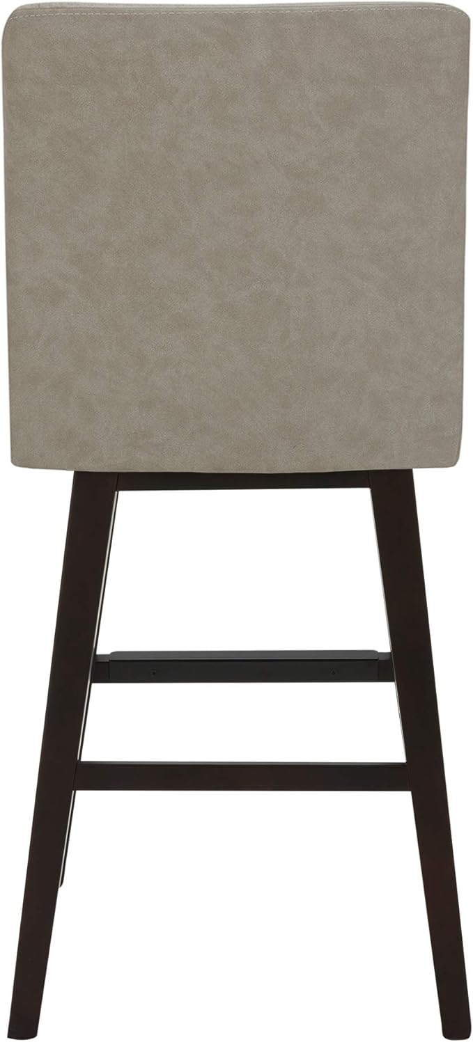 CHITA Counter Height Swivel Bar Stools Set of 4, FSC Certified Upholstered Faux Leather Barstool Chairs with Back, 26.8" H Seat Height, PU Leather in Stone Gray