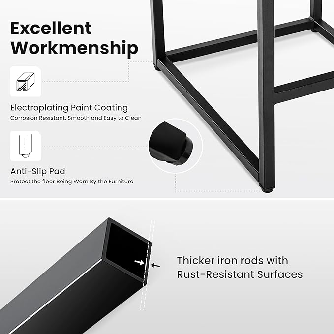 PHI VILLA Black Leather Bar Stools Set of 3, Counter Height Bar Chairs Modern Faux Leather Stools for Kitchen Island, 24 inch Barstools with Back