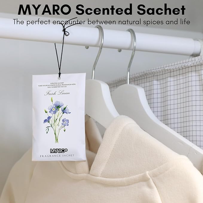 MYARO 12 Packs Linen Scented Sachets for Drawer and Closet, Long-Lasting Sachets Bags Air Freshener Fresh Scents, Potpourri Bags Home Fragrance for Lover