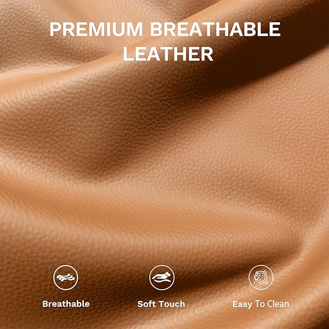 COLAMY Push Back Recliner Chair, Upholstered Leather Recliner with Footrest 118-150 Degree Adjustable, Comfy Modern Wingback Recliner for Living Room, Bedroom,Small Spaces,Camel