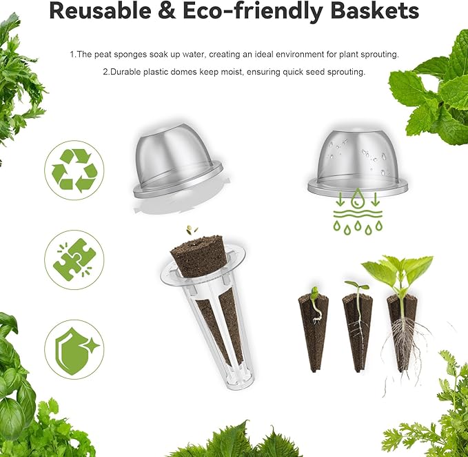 12-Pod Gourmet Herb Basil Seed Pod Kit for AeroGarden, Ahopegarden Hydroponic Garden, Basil, Mint, Cilantro, Parsley, Shiso, Chicory, Liquorice, 400+ Seeds