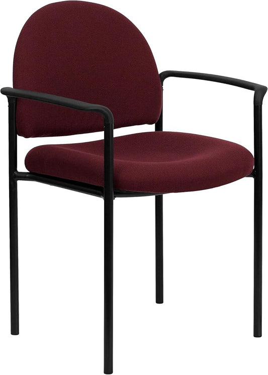 Flash Furniture Tiffany Comfort Burgundy Fabric Stackable Steel Side Reception Chair with Arms
