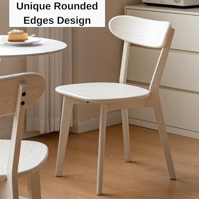 100% Solid Oak Wood Dining Room Chairs - Practical Kitchen Chairs - Wood Chair for Dining Room, Kitchen (1, White)