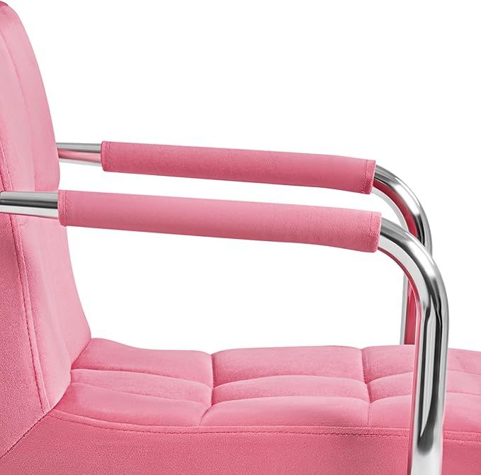 Yaheetech Bar Stools Set of 2, Adjustable Velvet Fabric Swivel Barstools, Modern Counter Stools with Back and Footrest, Counter Height Barstools for Bar, Kitchen, Dining Room, Pink