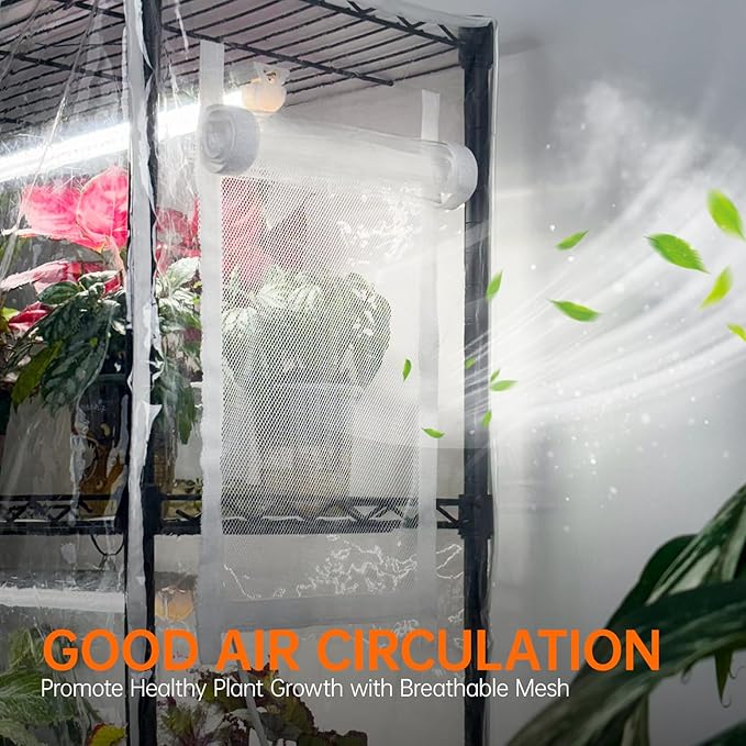 Bstrip Indoor Greenhouse with Grow Light, Mini Green house with 4 Pack T8 Full Spectrum Plant Lights with Timer, Plant Shelf with Tent for Indoor Plant, Seed Starting, Seed Tray, 29.5"x13.8"x59"