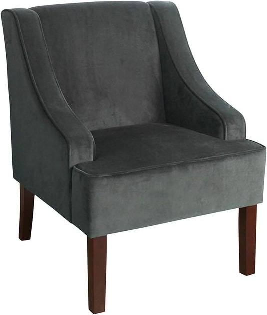 Homepop Home Decor Upholstered Classic Swoop Arm Accent Chair Accent Chairs for Living Room & Bedroom Decorative Home Furniture, Dark Grey