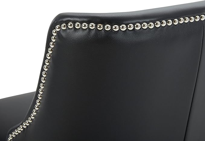 CHITA Counter Height Swivel Bar Stools Set of 4, FSC Certified Upholstered Counter Stools, Modern Swivel Barstools with Wood Legs for Kitchen Island, 26" Seat Height, Faux Leather in Black