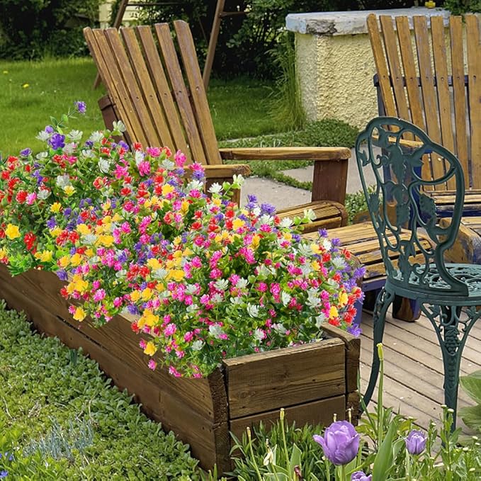 24PCS Artificial Eucalyptus Plants,Fake Boxwood Shrubs UV Resistant No Fade Faux Plastic Greenery for Wedding Bridal Bouquet Indoor Outdoor Home Garden Kitchen Office Table Vase(Mix Color)