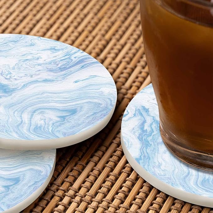 Marbled Textures Table Coasters for Drinks Liquid Art Modern Contemporary Fluid 100% Diatomite Home and Dining Room Bar Decor 4 X 4 X 0.35 Inch for Men Women
