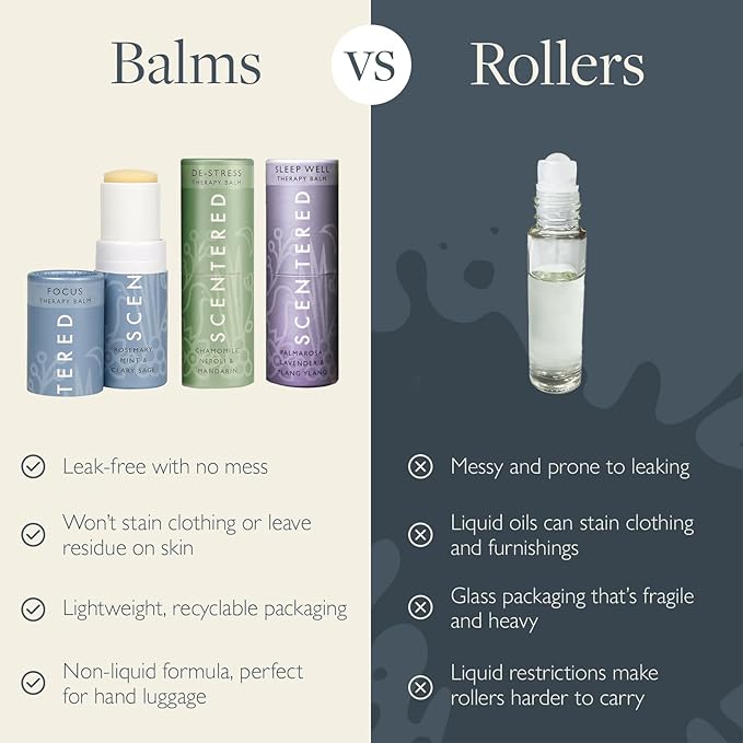 Scentered Aromatherapy Balm Gift Set - Calm & Confident - Pack of 3 Balms: Sleep Well, De-Stress, Focus - Rosemary, Cedarwood, Lavender Essential Oils - Aromatherapy Gifts for Women