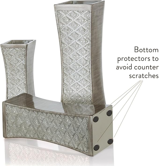 Creative Scents Dublin Silver Vases Set of 3 - Centerpieces for Dining Room Table, Decorative Vases Home Decor Accents for Living Room, Bedroom, Kitchen, Coffee Table Decor - Packaged in Gift Box