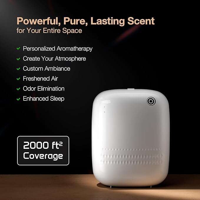 Airversa Waterless Essential Oil Diffuser (400 mL Capacity) Starter Kit 200mL Fragrance Scent Oils, Up to 2000 sq ft Aromatherapy Smart Scent Air Machine for Home, Large Room, Office, ANW Kit White