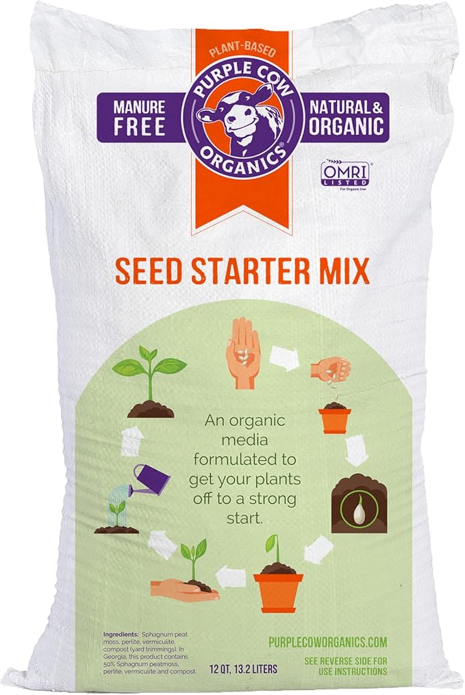 Seed Starter 12 Quart Bag, All Natural and Organic, Fast Seedling Germination, Grows Strong Roots for Indoor Gardens, Raised Beds & Transplanting