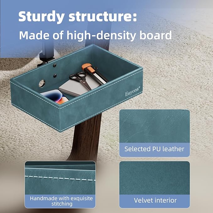 Mesh Hidden Desk Organizer with Swivel Pencil Drawer - Heavy-Duty C-Clamp Mount for Office Supplies, Art Tools & Home Storage, Easy Install Desktop Accessories (Sky Blue)