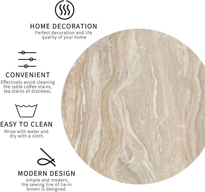 Sand Marble Coasters Set of 6 Coasters for Drinks Absorbent Double-Sided Leather PVC Coaster for Tabletop Protection Coffee Table Decor Ideal for Home Decor House Warming Gifts