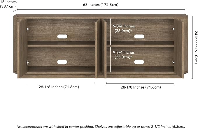 Henn&Hart Rectangular TV Stand for TV's up to 75" in Weathered Gray, for Home, Living Room, Bedroom, Entertainment Room, Office