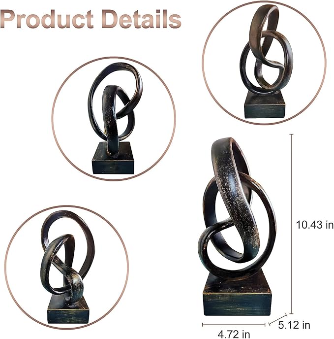aboxoo Modern Abstract Mobius Band Statue Knot Sculptures Home Decor, Abstract Statues,Coffee Table Decor for Living Room,Office Desk Figurines and Kitchen Decorations(Bronze)